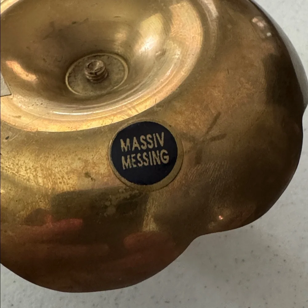 Solid Brass Candle Holder with Enamel and Star Details from Germany